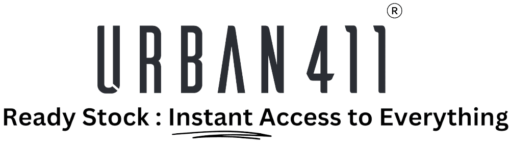 Urban 411 Office Furniture logo with tagline 'Ready Stock: Instant Access to Everything' – leading office furniture supplier in Dubai.